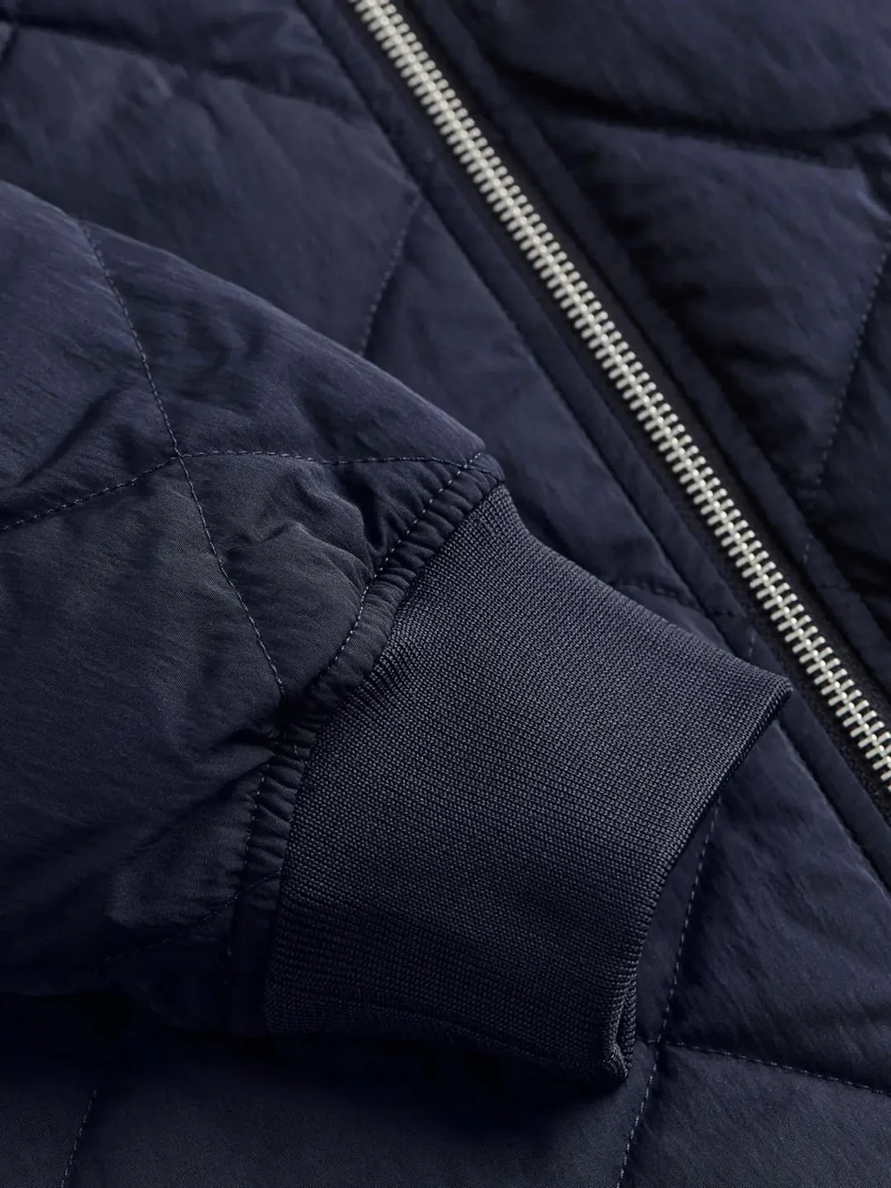 H&M Quilted Bomber Jacket in Navy NWOT Size L